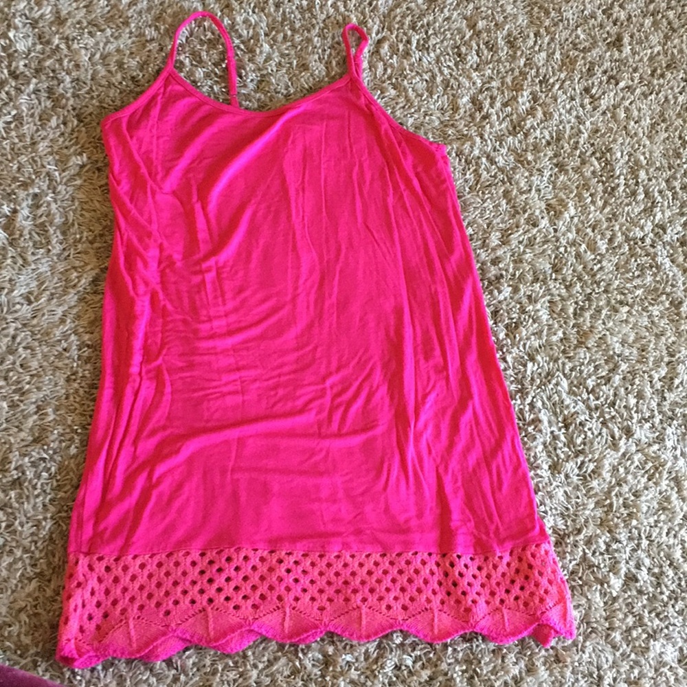Hot pink long fitting tank top